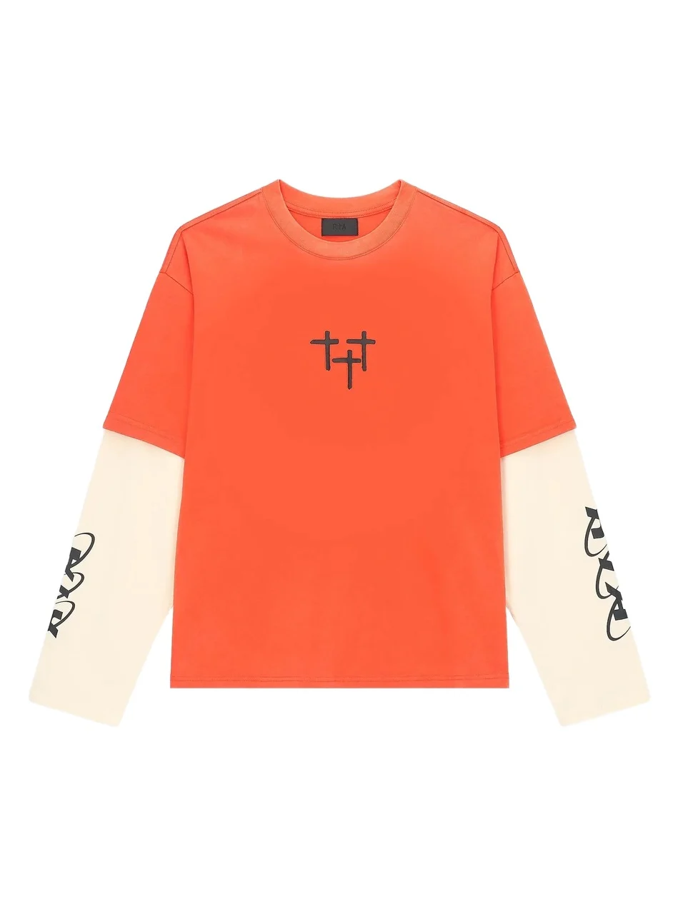 Men's Exodus Loris Double-Layered T-Shirt - Orange Planetary Men's Exodus Loris Double-Layered T-Shirt - Orange Planetary
