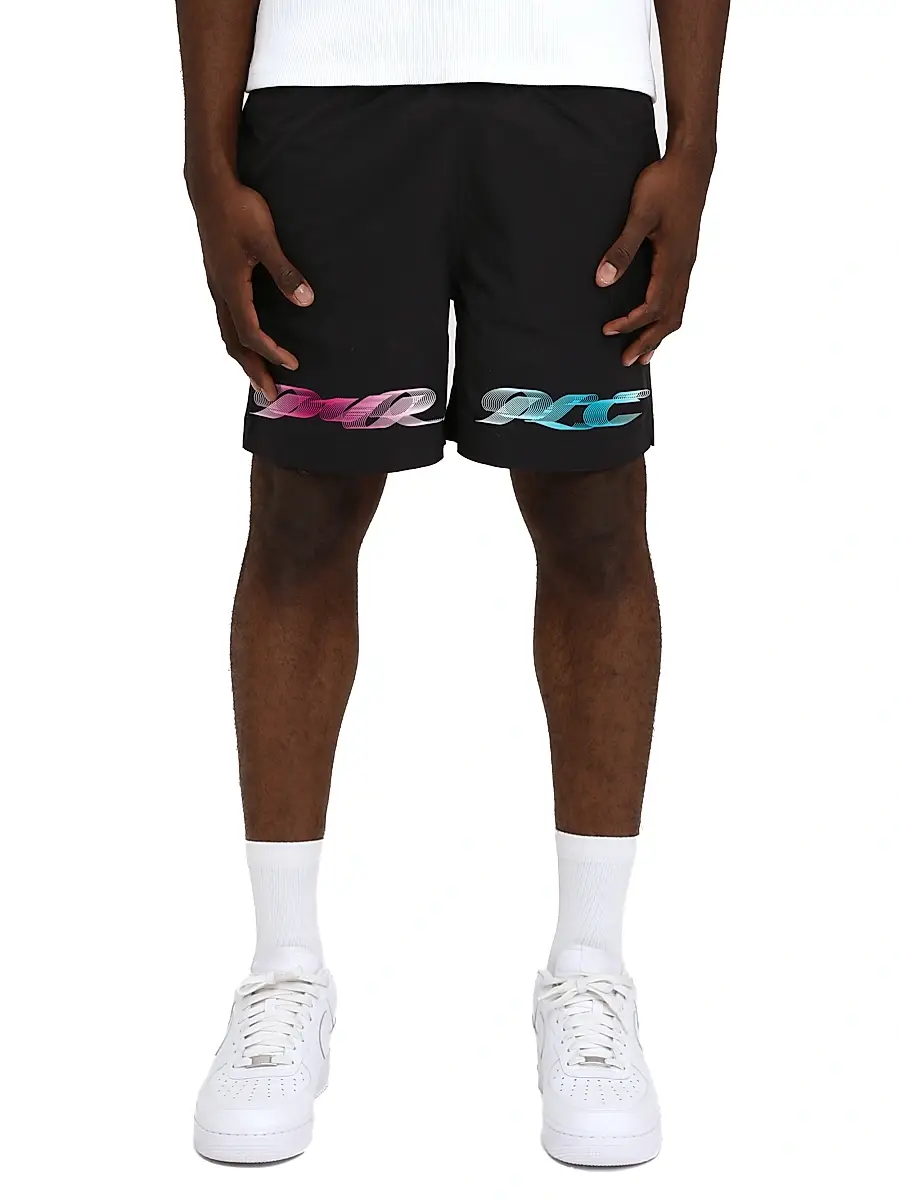 Purple Brand Men's All Around Logo Shorts - Black | Image 1 Purple Brand Men's All Around Logo Shorts - Black | Image 1