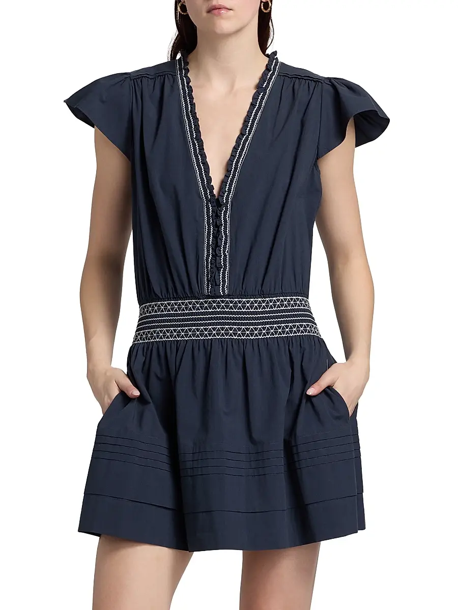 Ramy Brook Women's Tahlia Embroidered Smocked Minidress | Thumbnail 3 Ramy Brook Women's Tahlia Embroidered Smocked Minidress | Thumbnail 3