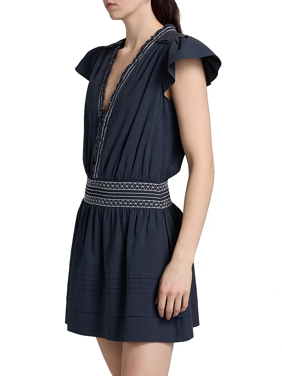 Ramy Brook Women's Tahlia Embroidered Smocked Minidress | Thumbnail 4 Ramy Brook Women's Tahlia Embroidered Smocked Minidress | Thumbnail 4