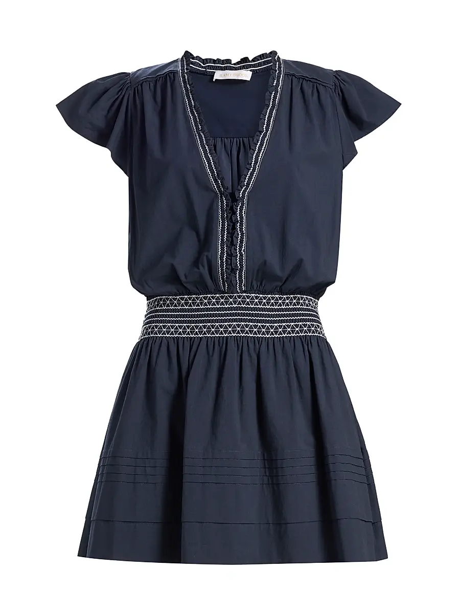 Ramy Brook Women's Tahlia Embroidered Smocked Minidress