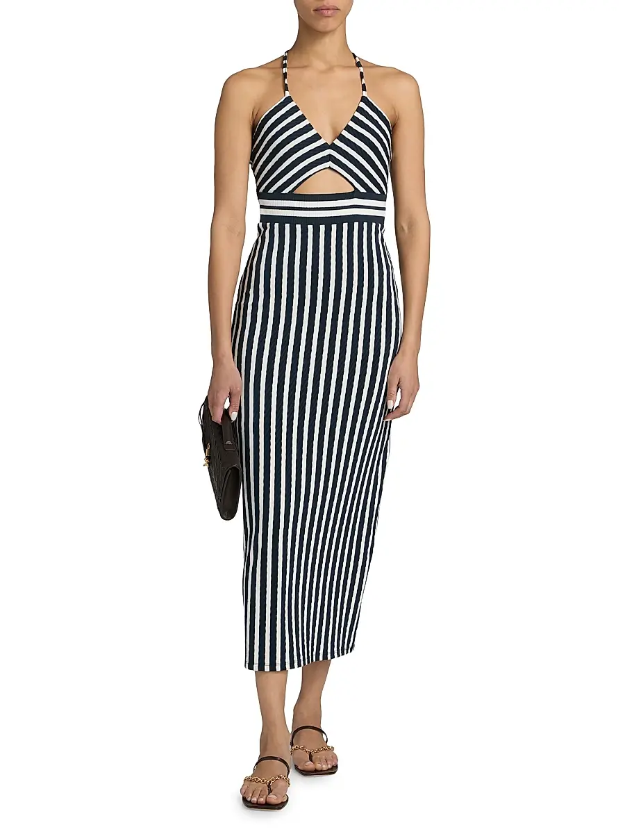 Ramy Brook Women's Stevie Halterneck Striped Midi-Dress | Thumbnail 3 Ramy Brook Women's Stevie Halterneck Striped Midi-Dress | Thumbnail 3