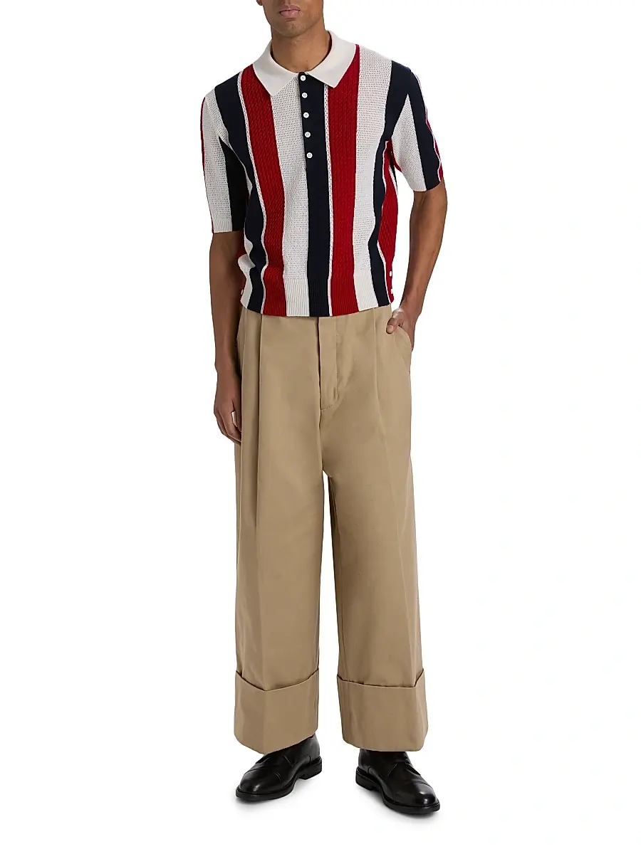 Thom Browne Men's Shadow Striped Cashmere Polo Sweater | Thumbnail 2 Thom Browne Men's Shadow Striped Cashmere Polo Sweater | Thumbnail 2