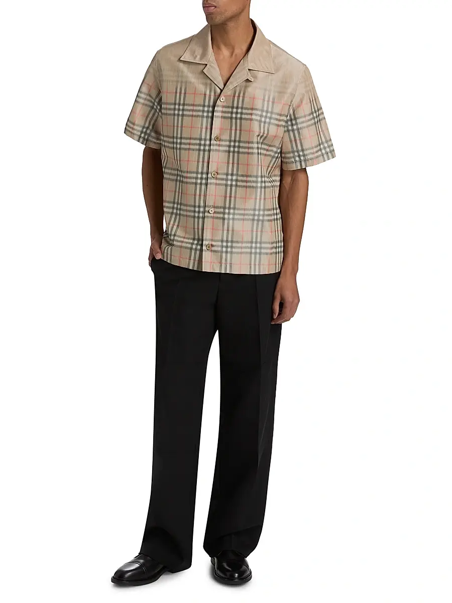Burberry Men's Hugh Faded Check Camp Shirt | Thumbnail 2 Burberry Men's Hugh Faded Check Camp Shirt | Thumbnail 2