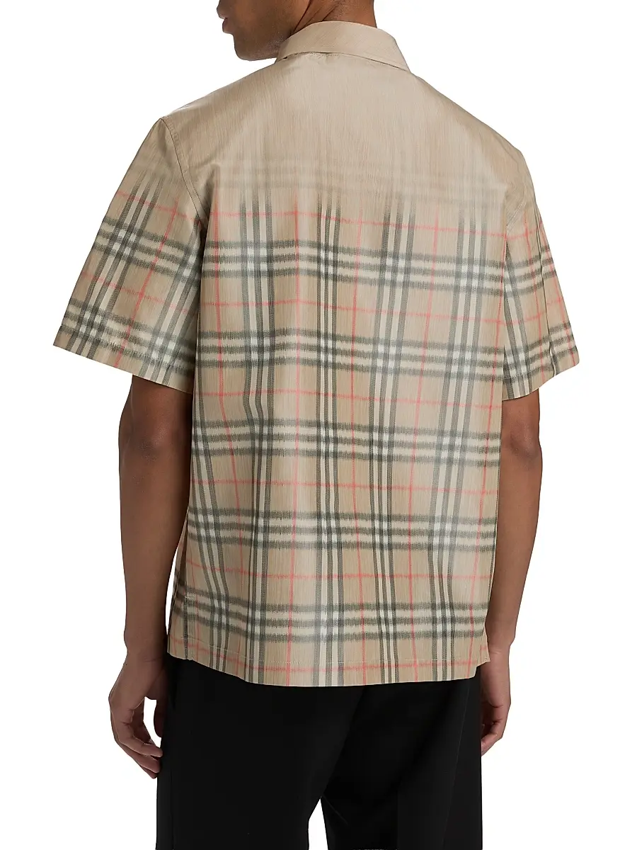 Burberry Men's Hugh Faded Check Camp Shirt | Thumbnail 5 Burberry Men's Hugh Faded Check Camp Shirt | Thumbnail 5