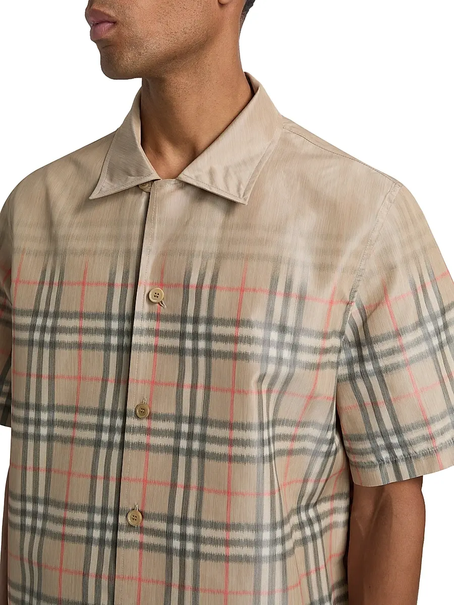 Burberry Men's Hugh Faded Check Camp Shirt | Thumbnail 6 Burberry Men's Hugh Faded Check Camp Shirt | Thumbnail 6