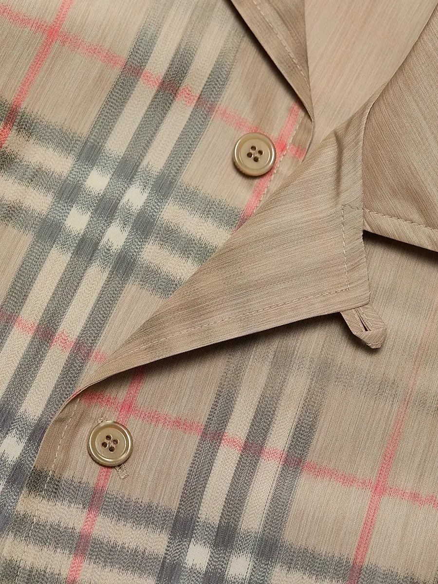 Burberry Men's Hugh Faded Check Camp Shirt | Thumbnail 7 Burberry Men's Hugh Faded Check Camp Shirt | Thumbnail 7
