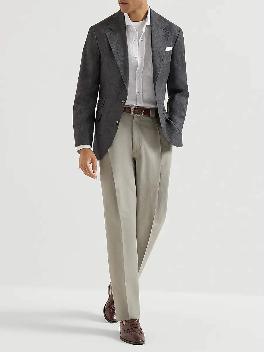 Brunello Cucinelli Men's Cotton Piqué Western Shirt | Thumbnail 6 Brunello Cucinelli Men's Cotton Piqué Western Shirt | Thumbnail 6