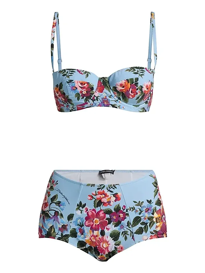 Women's Floral Bouquet Print Retro Bikini