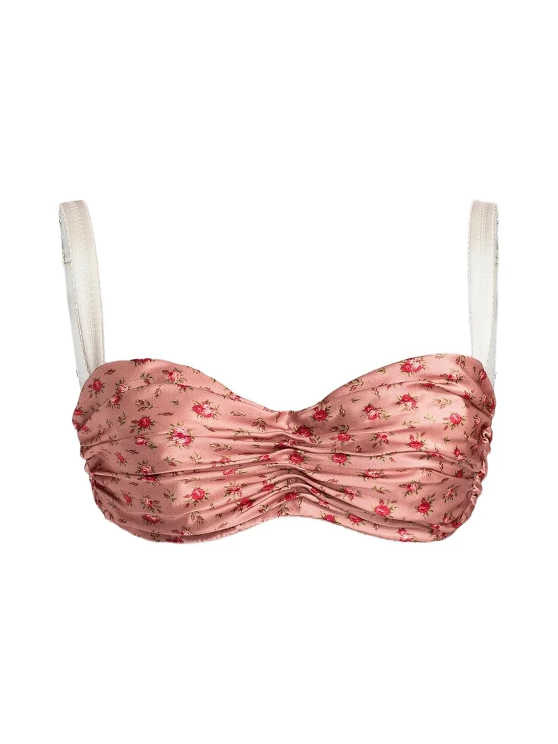 Women's Gathered Rose Silk Balconette Bra Women's Gathered Rose Silk Balconette Bra