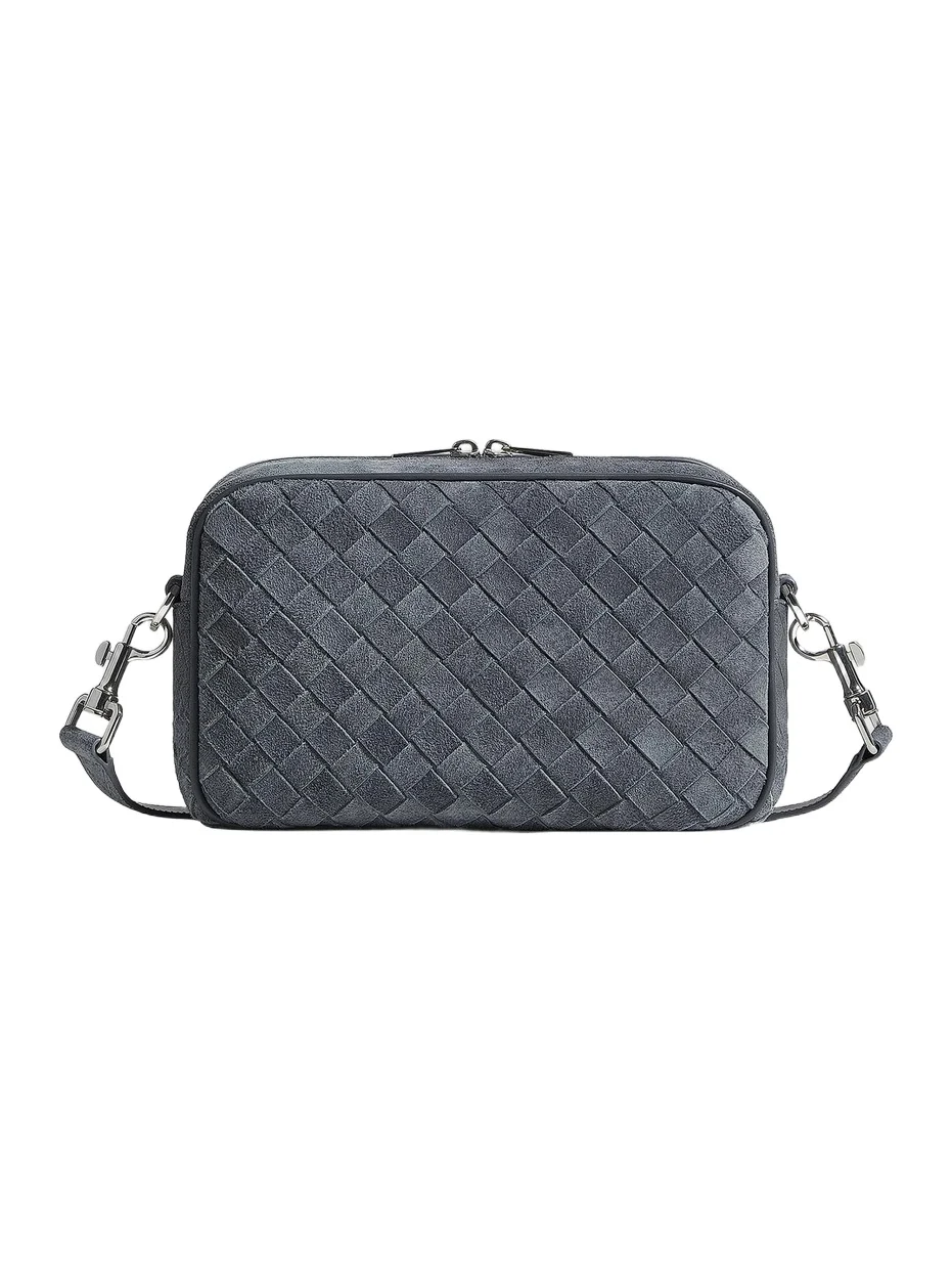 Men's Small Intrecciato Suede Camera Bag Men's Small Intrecciato Suede Camera Bag