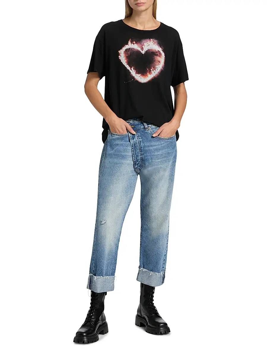 R13 Women's Flaming Heart Boy Graphic Cotton T-Shirt | Thumbnail 2 R13 Women's Flaming Heart Boy Graphic Cotton T-Shirt | Thumbnail 2