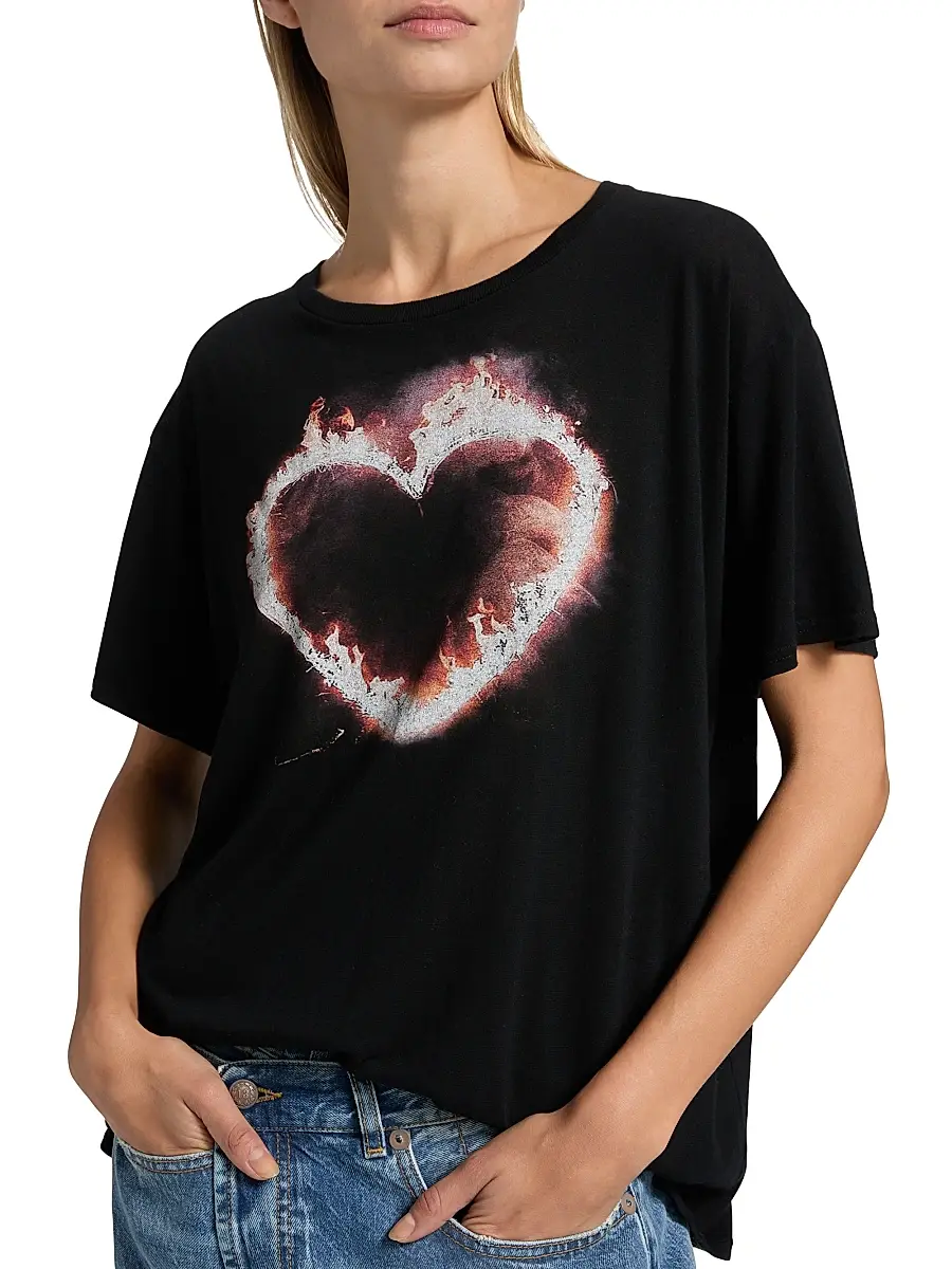 R13 Women's Flaming Heart Boy Graphic Cotton T-Shirt | Thumbnail 6 R13 Women's Flaming Heart Boy Graphic Cotton T-Shirt | Thumbnail 6