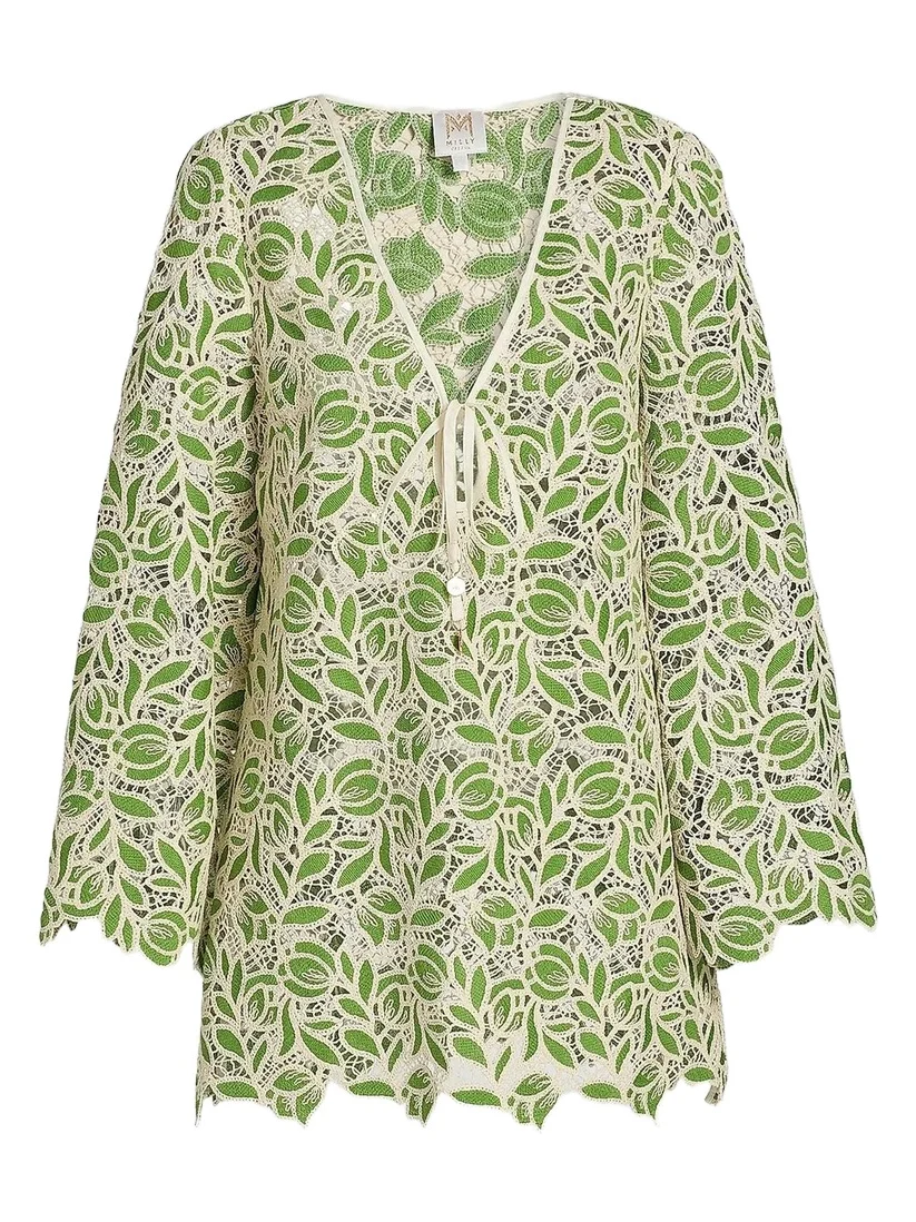 Milly Women's Green Leaf Cotton-Blend Cover-Up Minidress