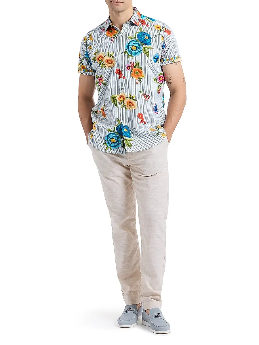 Robert Graham Men's Dixton Cotton-Linen Pants | Thumbnail 2 Robert Graham Men's Dixton Cotton-Linen Pants | Thumbnail 2