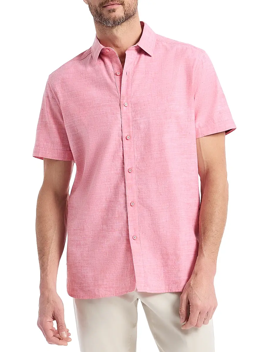 Robert Graham Men's Sutton Solid Linen-Cotton Shirt | Thumbnail 3 Robert Graham Men's Sutton Solid Linen-Cotton Shirt | Thumbnail 3