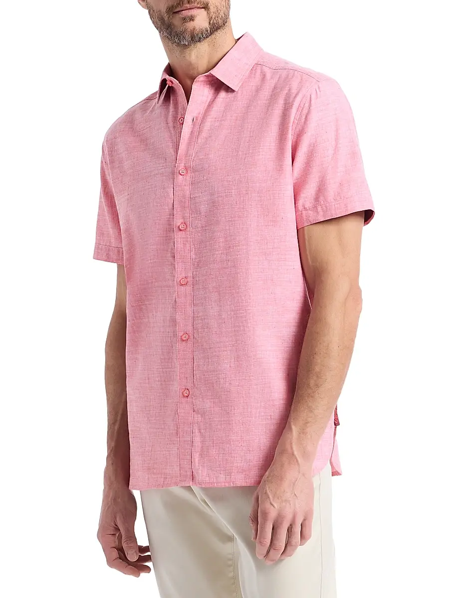 Robert Graham Men's Sutton Solid Linen-Cotton Shirt | Thumbnail 4 Robert Graham Men's Sutton Solid Linen-Cotton Shirt | Thumbnail 4