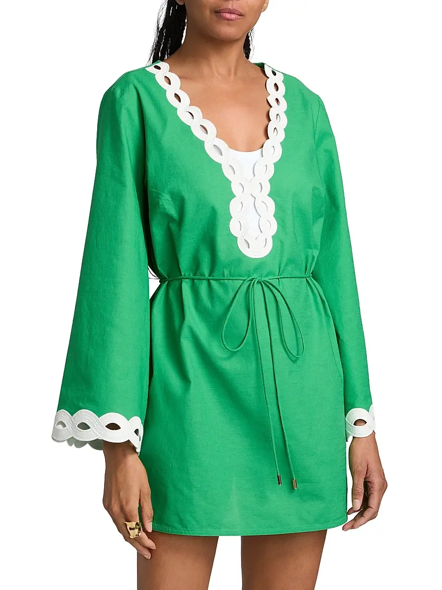 Milly Women's Embroidered Cotton-Blend Cover-Up Minidress | Thumbnail 3 Milly Women's Embroidered Cotton-Blend Cover-Up Minidress | Thumbnail 3