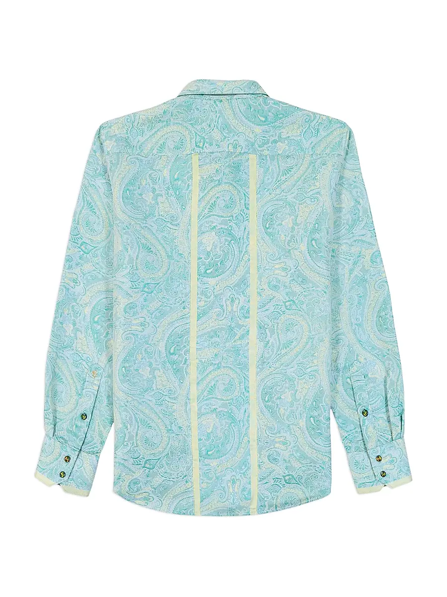 Robert Graham Men's The Viscount Paisley Button-Front Shirt - Teal | Thumbnail 3 Robert Graham Men's The Viscount Paisley Button-Front Shirt - Teal | Thumbnail 3