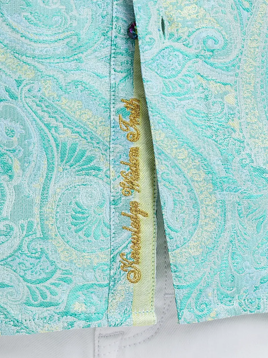 Robert Graham Men's The Viscount Paisley Button-Front Shirt - Teal | Thumbnail 8 Robert Graham Men's The Viscount Paisley Button-Front Shirt - Teal | Thumbnail 8