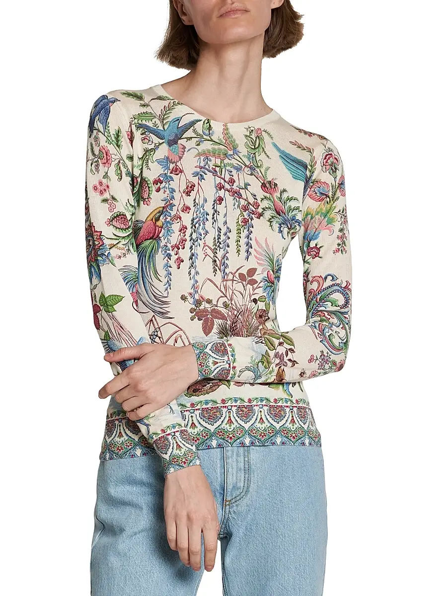 Etro Women's Printed Knit Crewneck Top | Thumbnail 3 Etro Women's Printed Knit Crewneck Top | Thumbnail 3