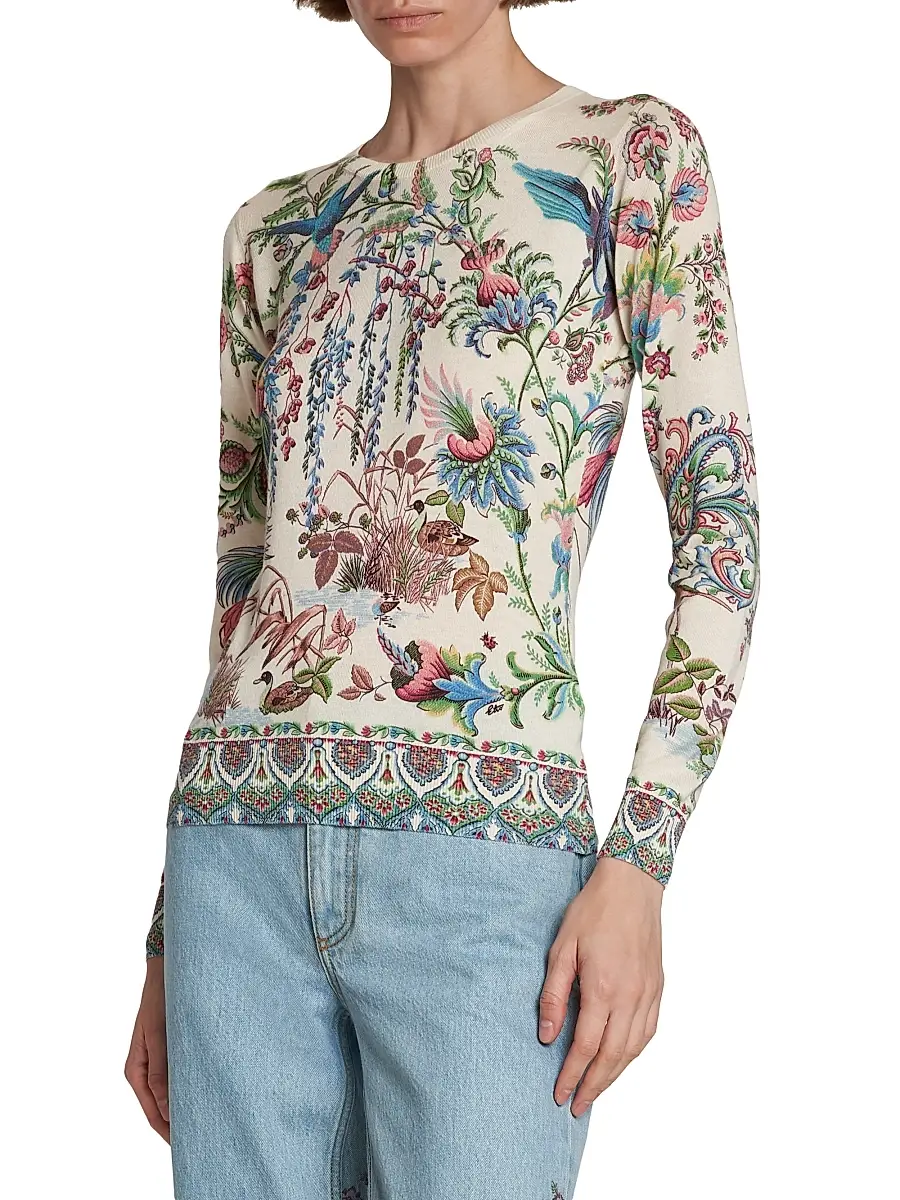 Etro Women's Printed Knit Crewneck Top | Thumbnail 4 Etro Women's Printed Knit Crewneck Top | Thumbnail 4
