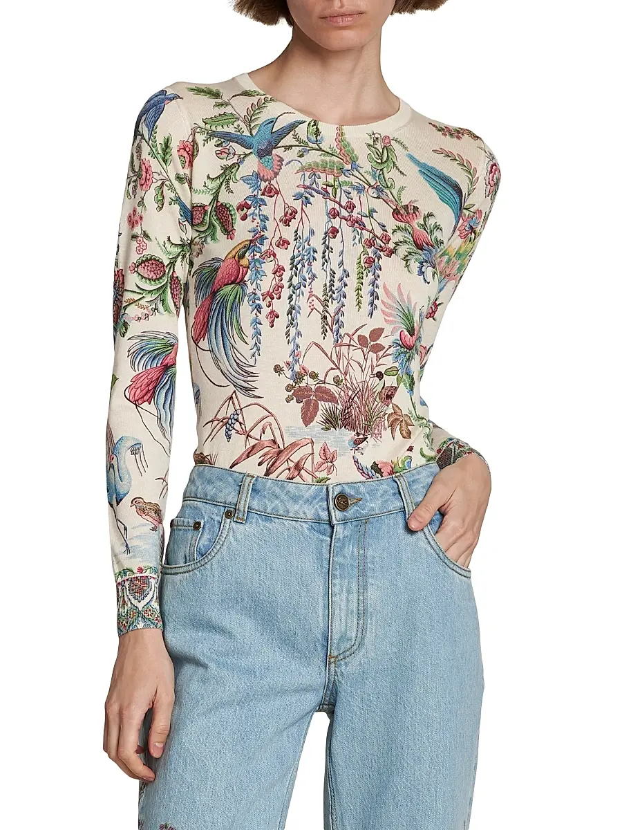 Etro Women's Printed Knit Crewneck Top | Thumbnail 6 Etro Women's Printed Knit Crewneck Top | Thumbnail 6