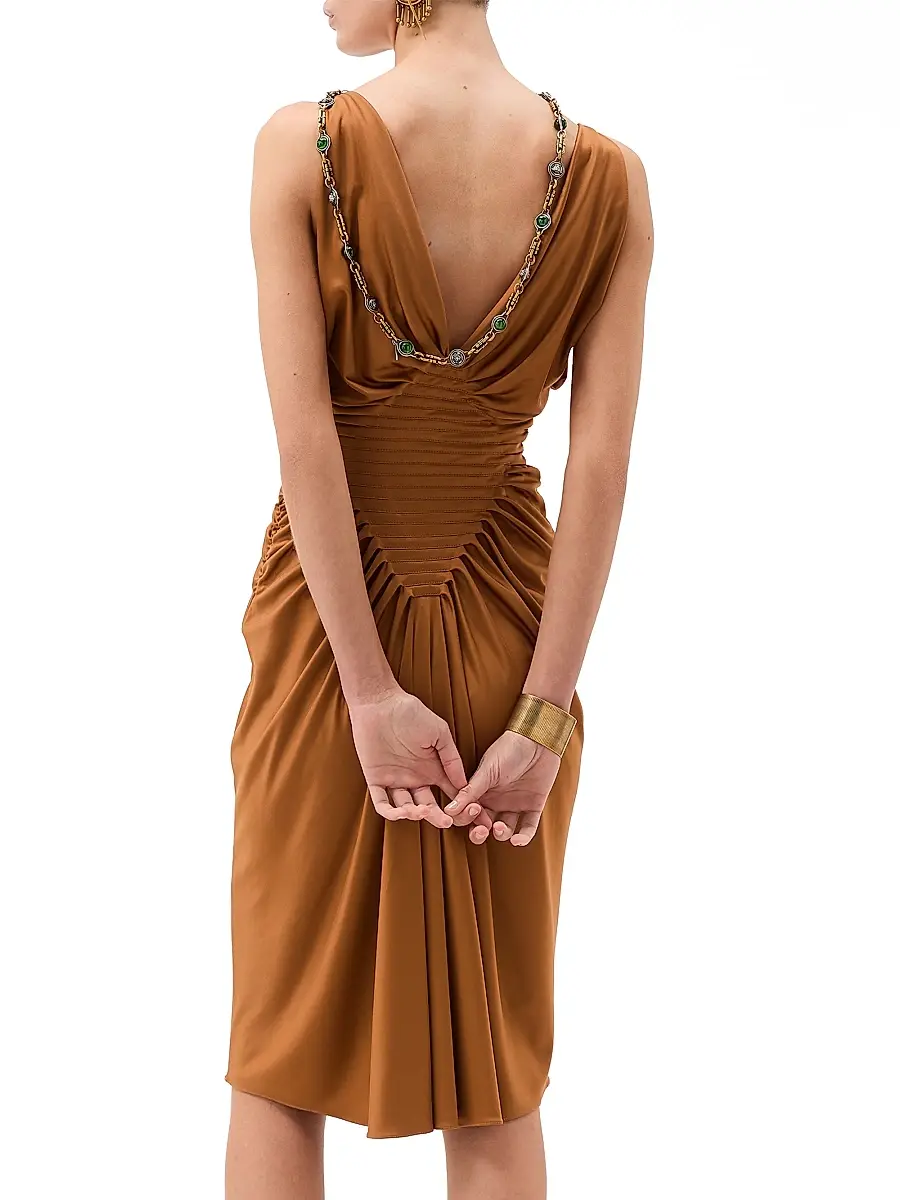 Versace Women's Gathered Jersey Knee-Length Cocktail Dress | Thumbnail 3