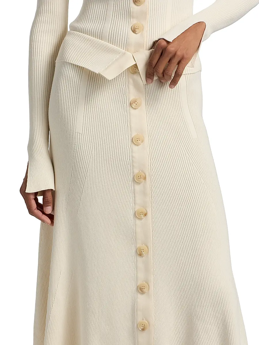 Zimmermann Women's Buttoned Rib-Knit Midi-Skirt | Thumbnail 6 Zimmermann Women's Buttoned Rib-Knit Midi-Skirt | Thumbnail 6