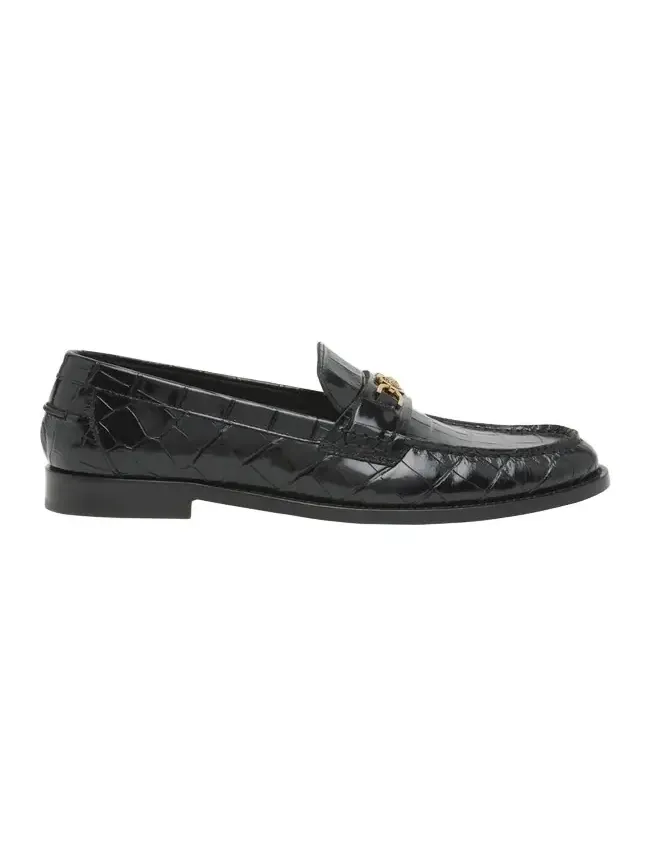 Men's Croc-Effect Medusa Coin Bit Loafers