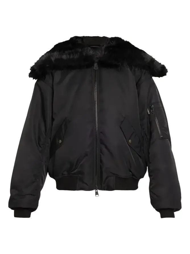 Faux Fur Hooded Bomber Jacket Faux Fur Hooded Bomber Jacket