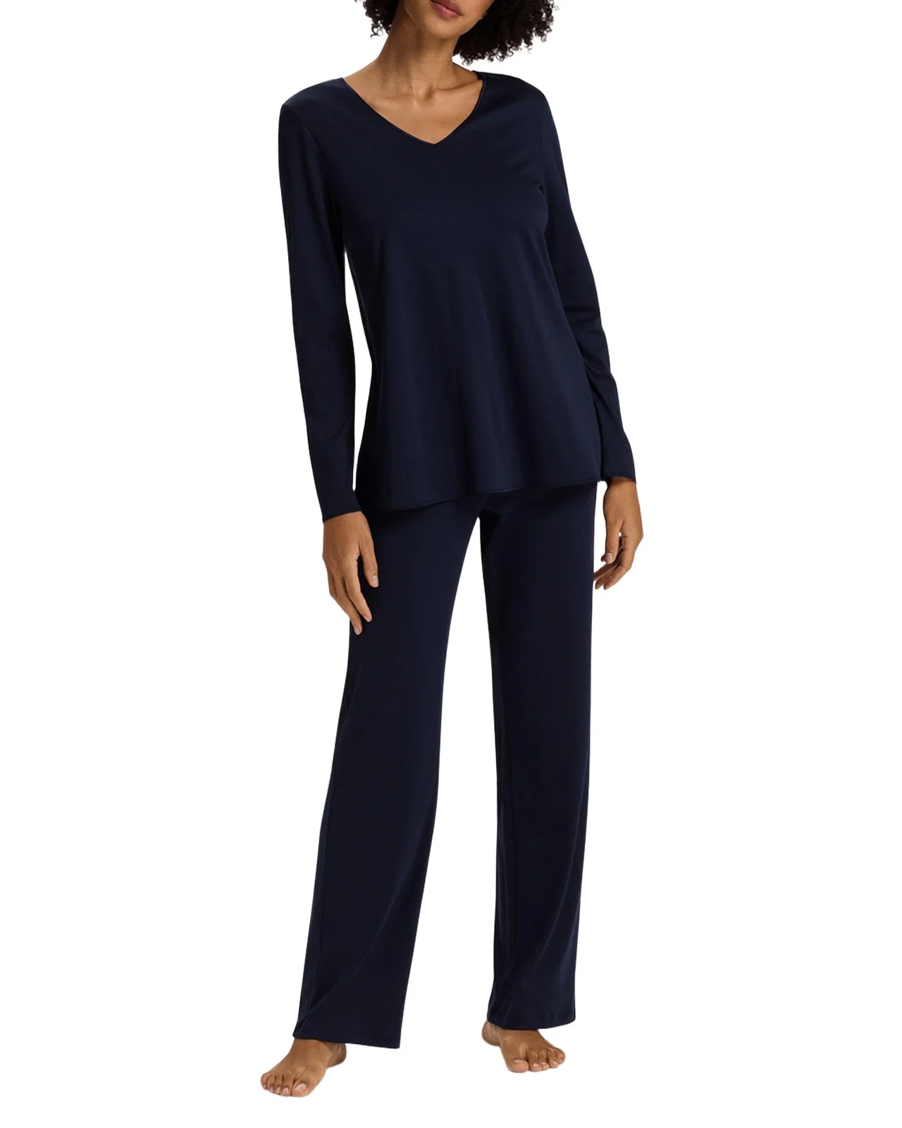 Hanro Silk-Trim Mercerized Cotton Pajama Set
