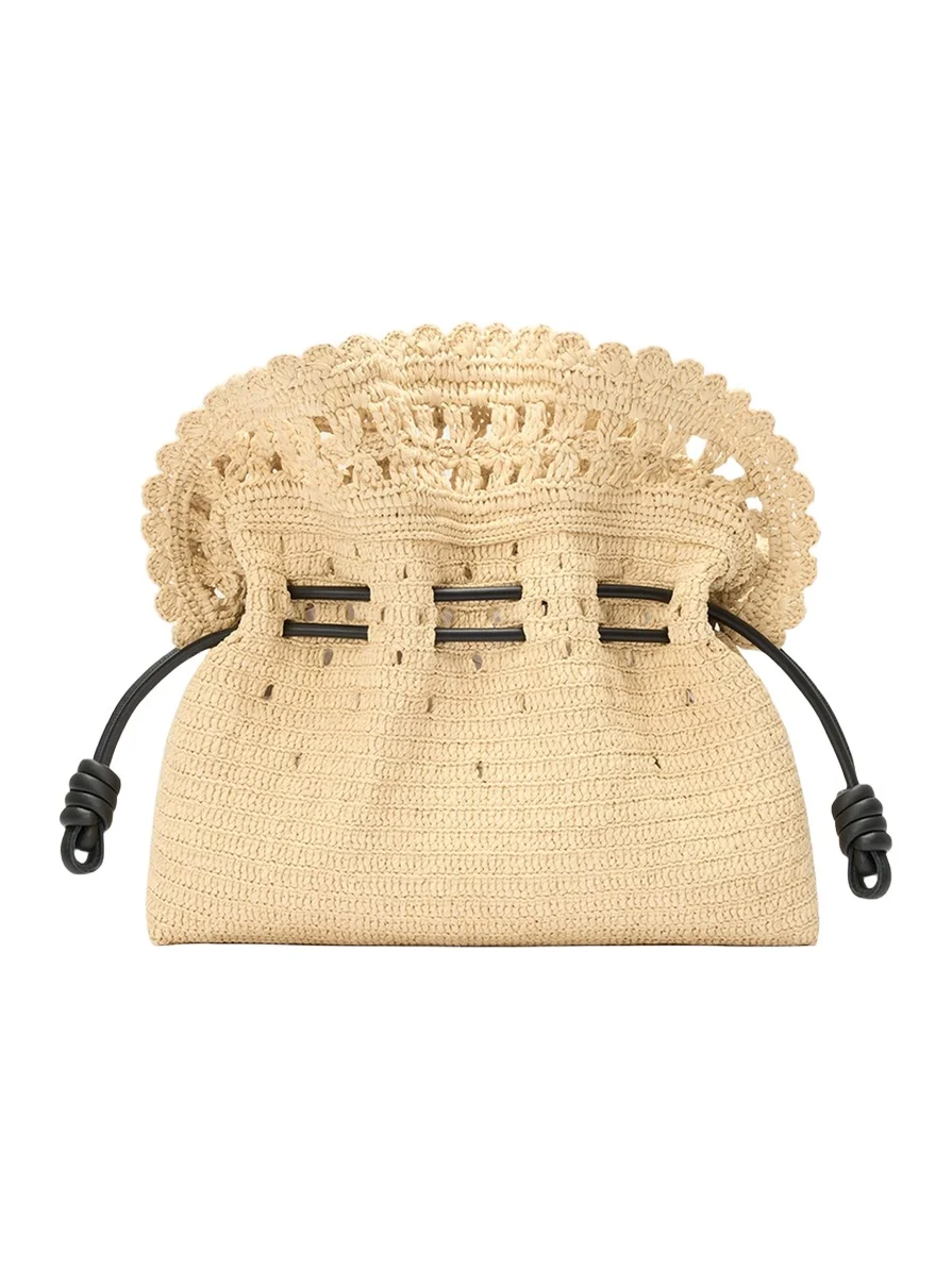 x Paula's Ibiza Flamenco Medium Ruffled Clutch Bag in Raffia x Paula's Ibiza Flamenco Medium Ruffled Clutch Bag in Raffia