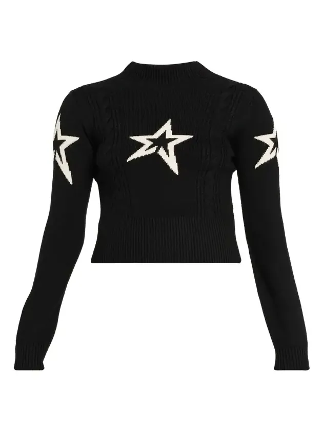 Cropped Cable-Knit Star Sweater