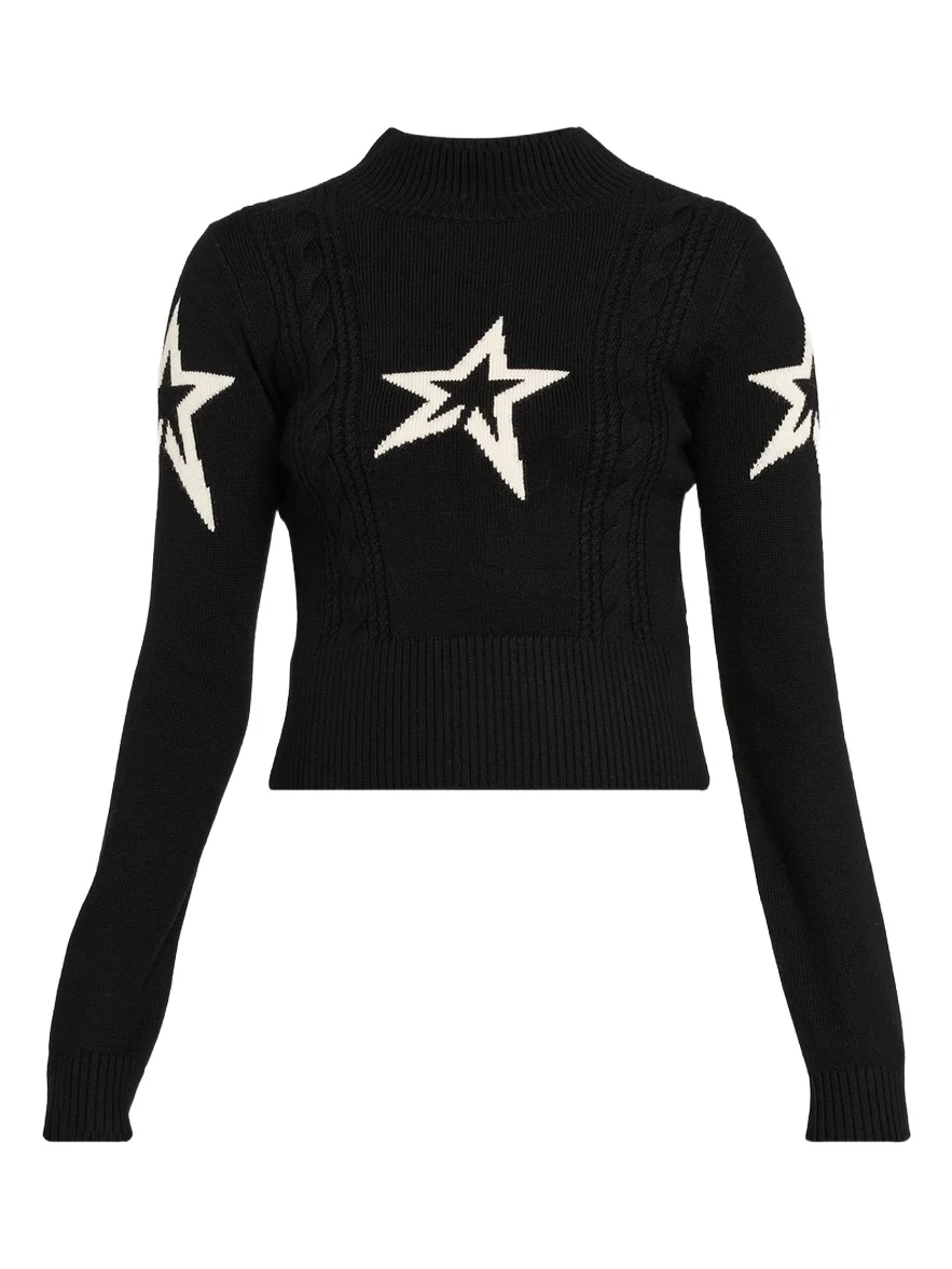 Cropped Cable-Knit Star Sweater