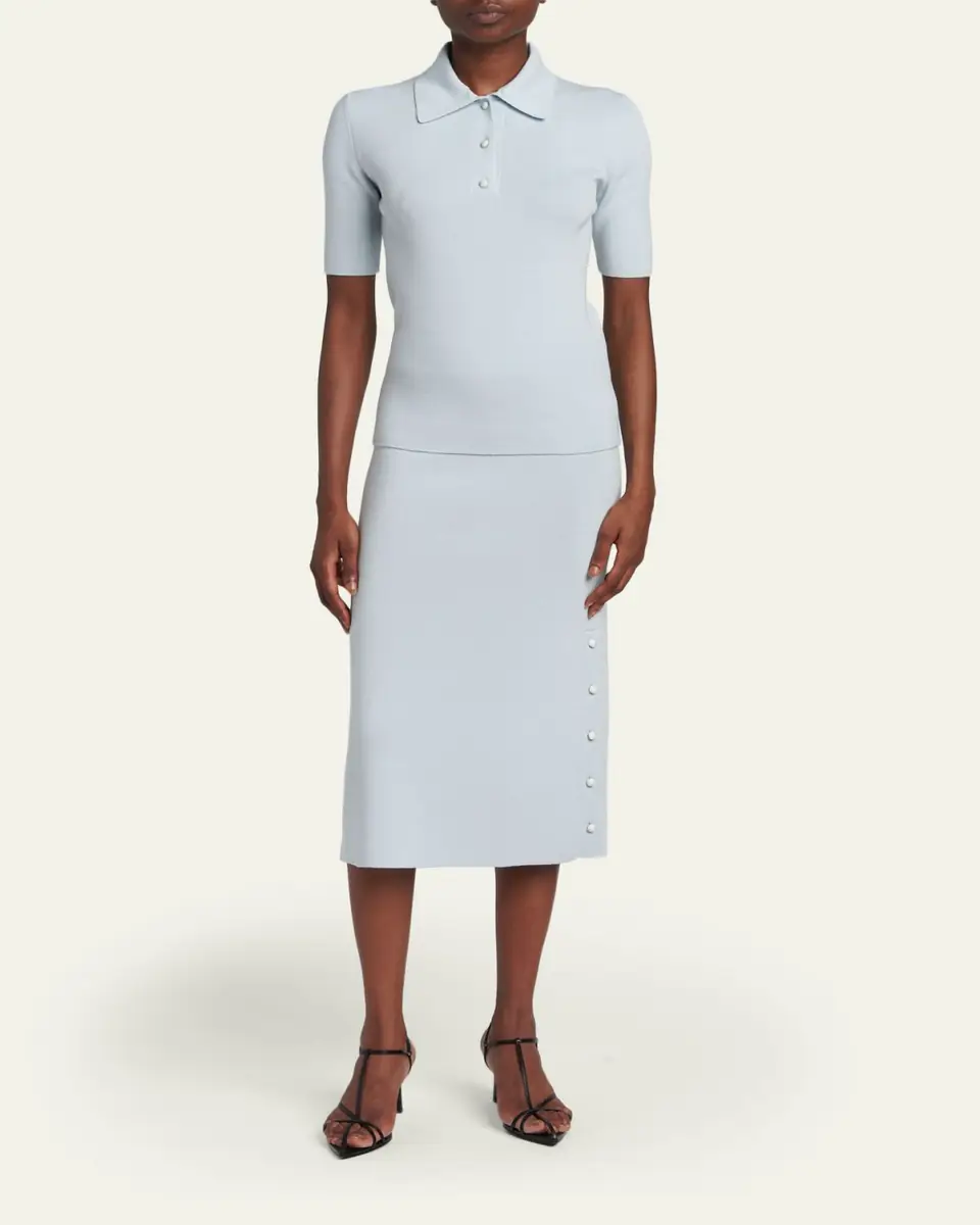 Jil Sander Button-Hem Wool Knit Midi Skirt | Thumbnail 2