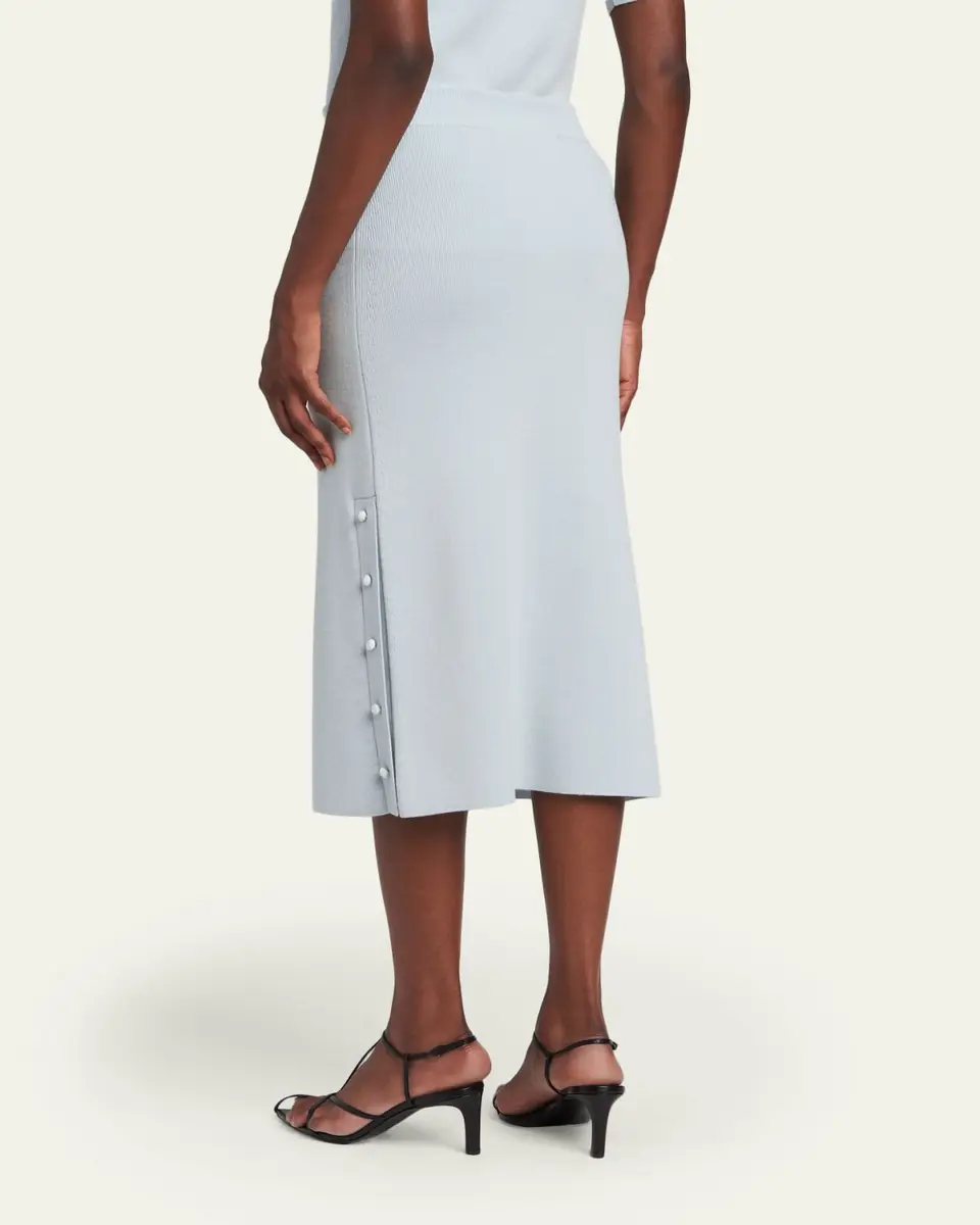 Jil Sander Button-Hem Wool Knit Midi Skirt | Thumbnail 3