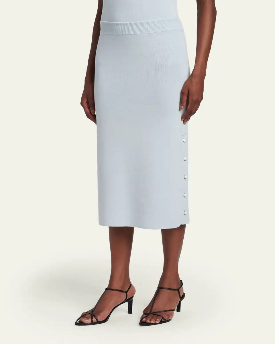 Jil Sander Button-Hem Wool Knit Midi Skirt | Thumbnail 4
