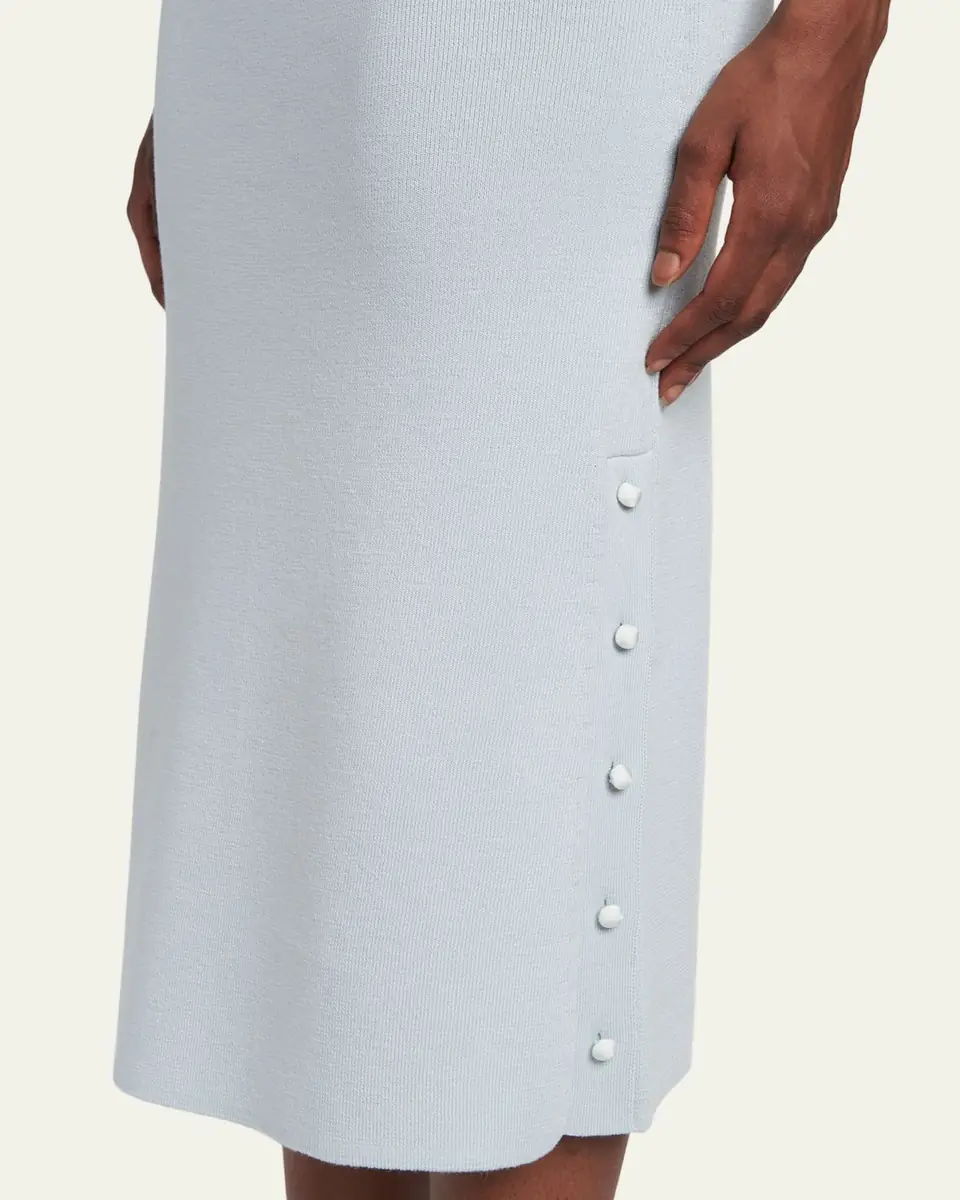 Jil Sander Button-Hem Wool Knit Midi Skirt | Thumbnail 5