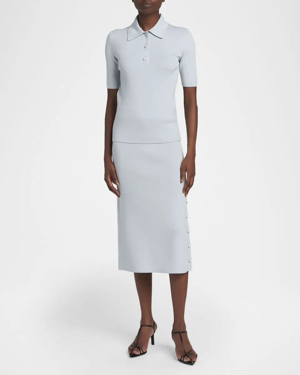 Jil Sander Button-Hem Wool Knit Midi Skirt | Thumbnail 6