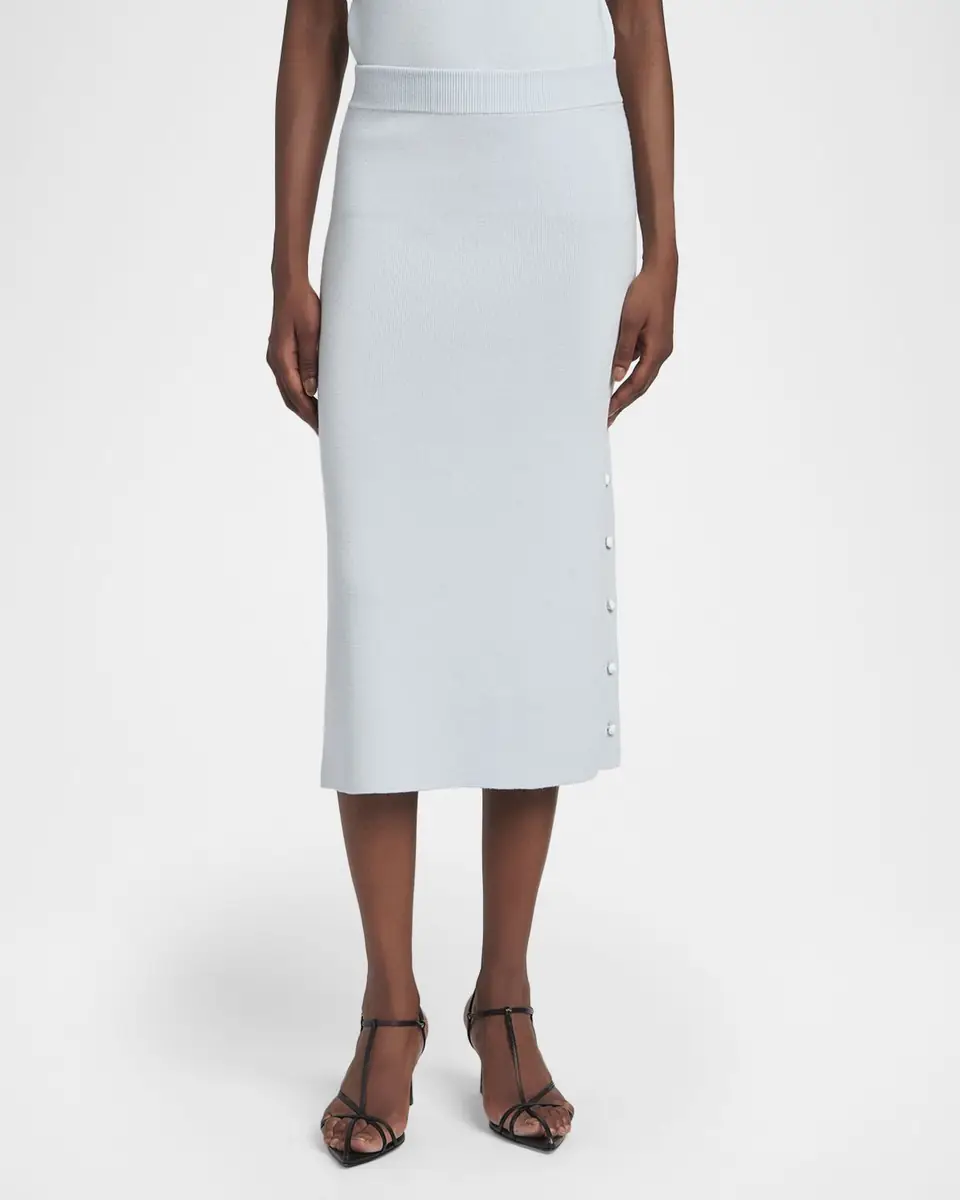 Jil Sander Button-Hem Wool Knit Midi Skirt | Thumbnail 8