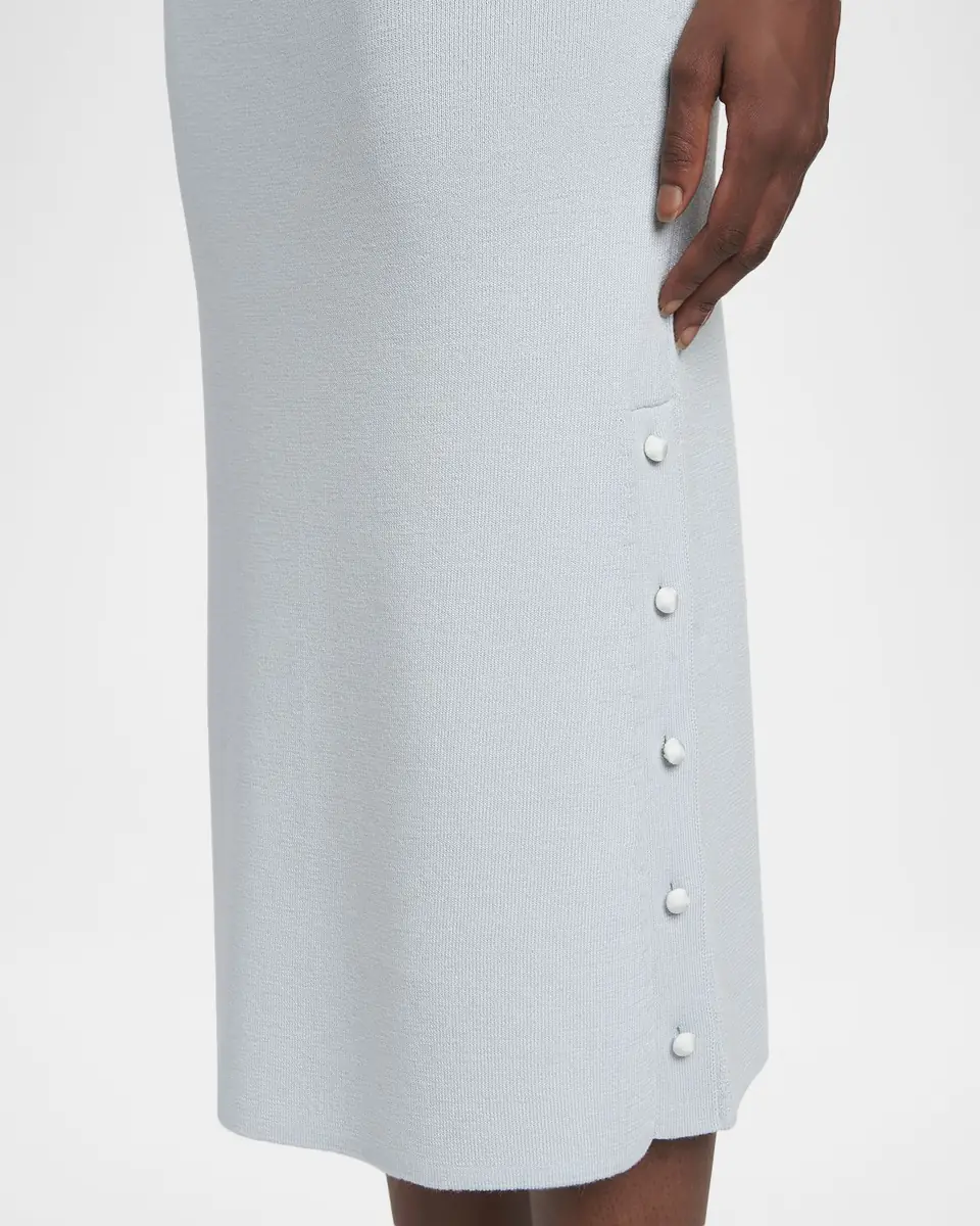 Jil Sander Button-Hem Wool Knit Midi Skirt | Thumbnail 9