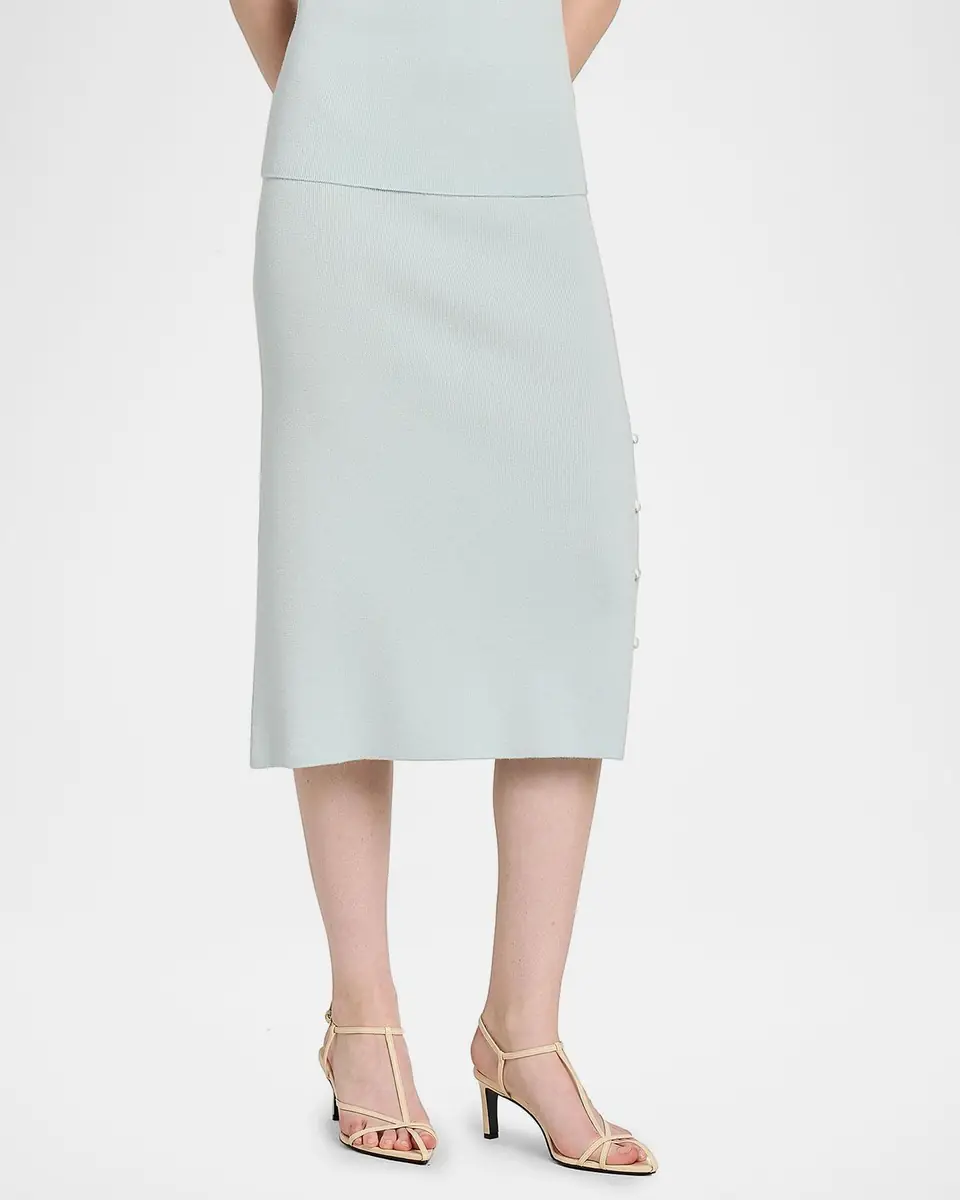 Jil Sander Button-Hem Wool Knit Midi Skirt | Thumbnail 10