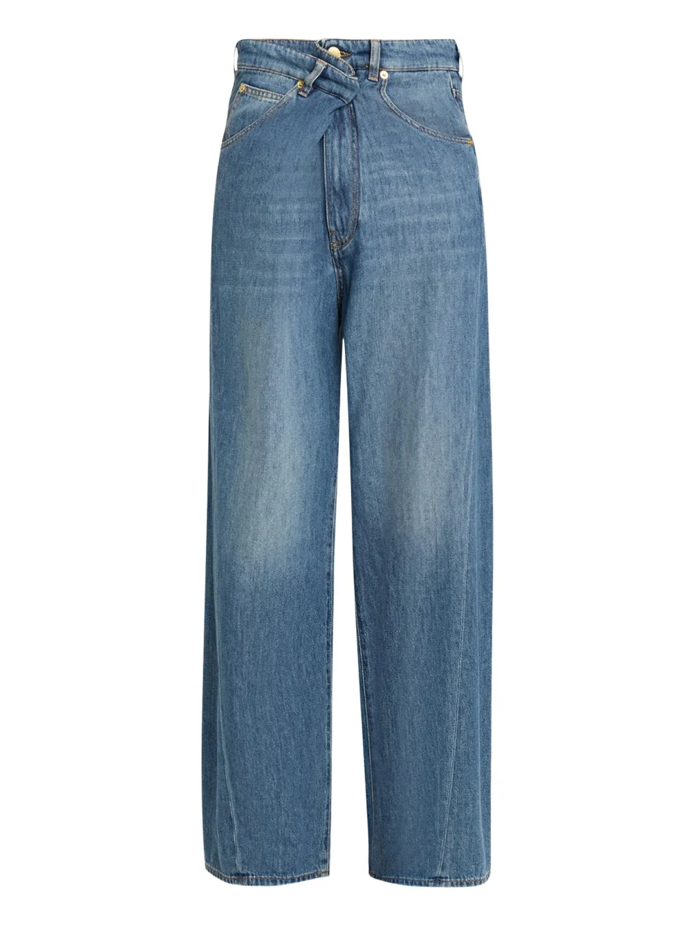 Ines Fold-Over Wide-Leg Jeans