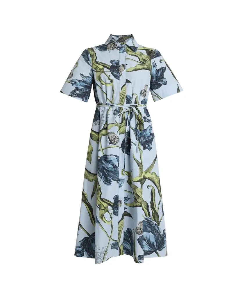 Erdem Floral-Print Cotton Short-Sleeve Midi Shirtdress | Image 1 Erdem Floral-Print Cotton Short-Sleeve Midi Shirtdress | Image 1