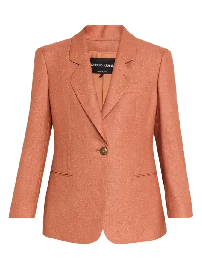 Silk-Wool Single-Breasted Blazer Jacket
