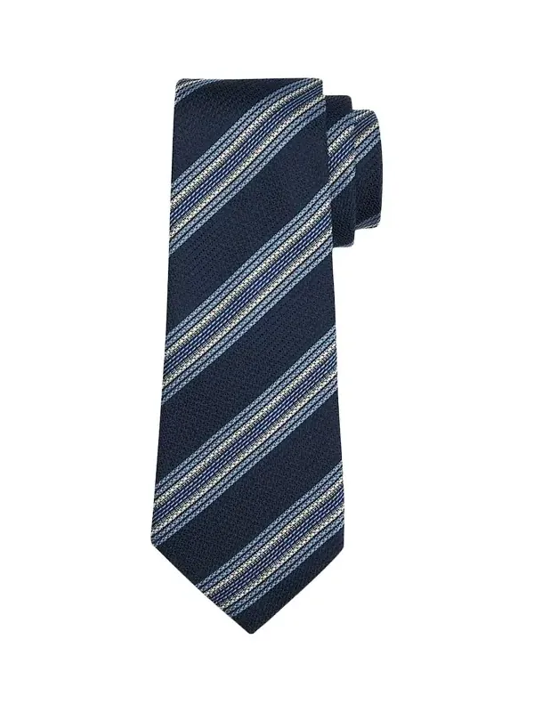 Men's Navy Blue Striped Silk Jacquard Tie Men's Navy Blue Striped Silk Jacquard Tie