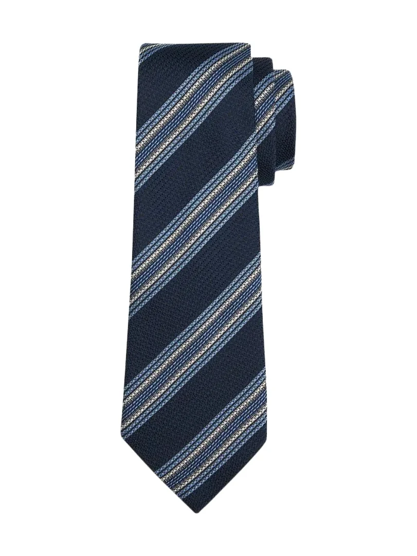 Men's Navy Blue Striped Silk Jacquard Tie Men's Navy Blue Striped Silk Jacquard Tie