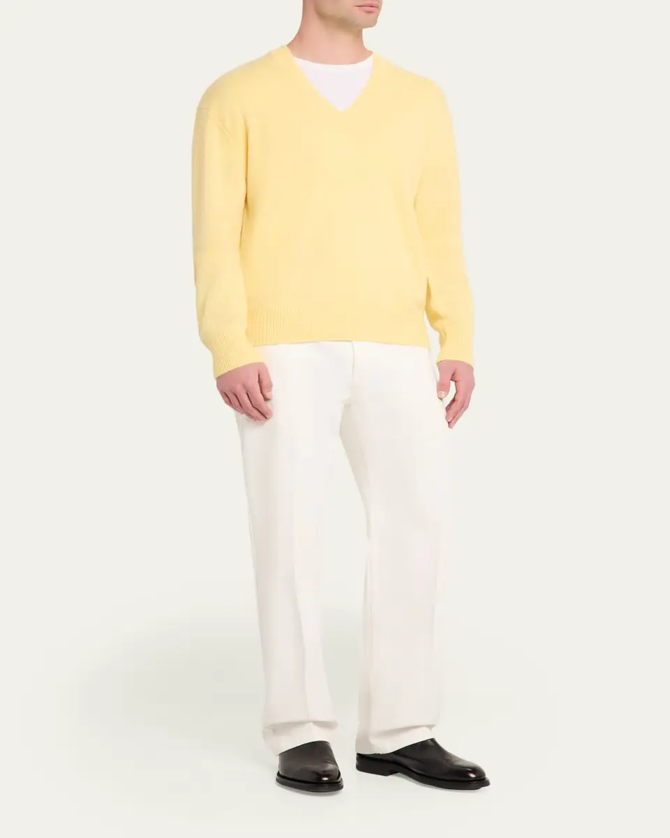 OFFICINE GÉNÉRALE Men's V-Neck Wool Sweater | Thumbnail 2 OFFICINE GÉNÉRALE Men's V-Neck Wool Sweater | Thumbnail 2