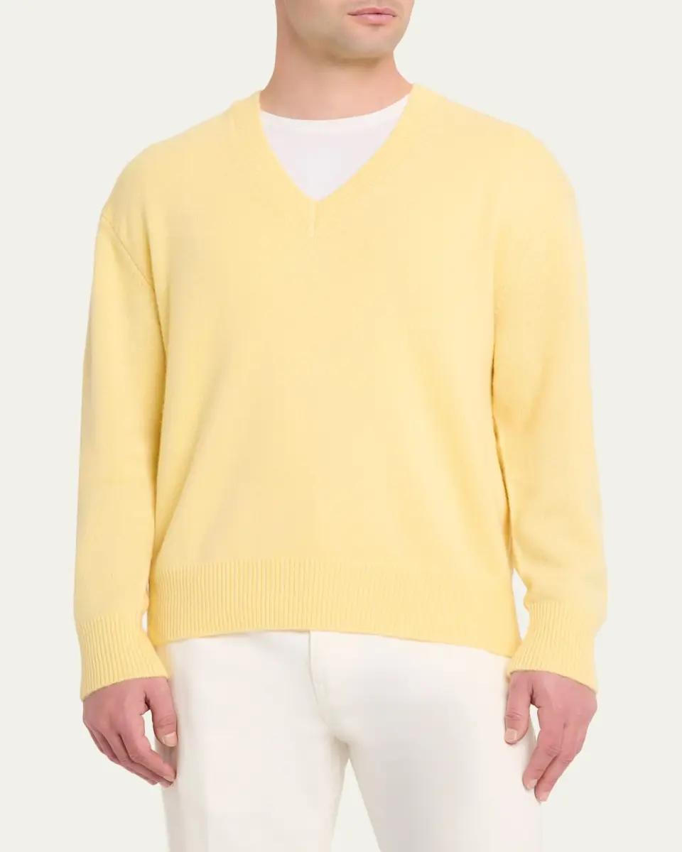 OFFICINE GÉNÉRALE Men's V-Neck Wool Sweater | Thumbnail 4 OFFICINE GÉNÉRALE Men's V-Neck Wool Sweater | Thumbnail 4